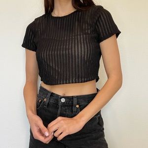 Privacy Please - Black Crop Top - Size S